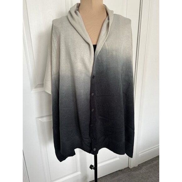 Cruise Club Cardigan Cardishawl Scarf Women Gray Ombre Knit Button Casual Sz S - Picture 1 of 5